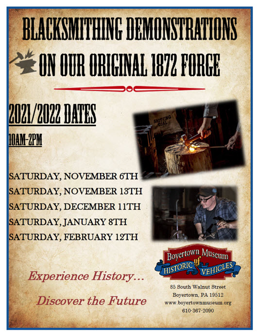 blacksmithing demonstrations boyertown auto museum